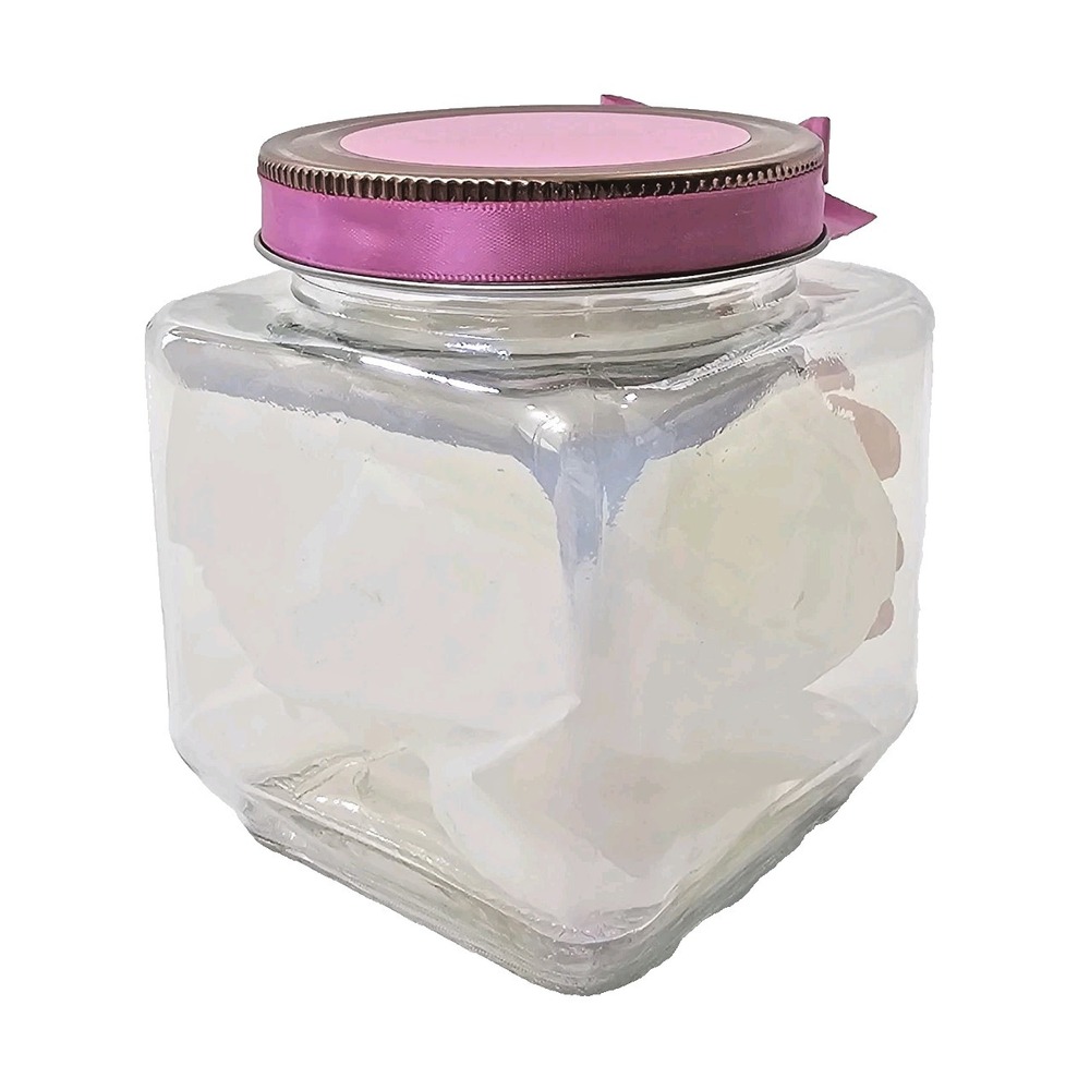 Baby Stuff Decorative Keepsake Nursery Room Decor Glass Jar Lid W Ribbon Bow - Picture 2 of 5